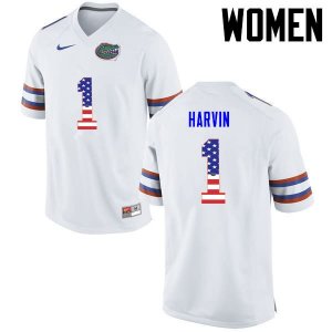 Women's Florida Gators #1 Percy Harvin NCAA Nike White USA Flag Fashion Authentic Stitched College Football Jersey IDG2862OB